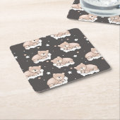 小さいくまの睡眠のパターン スクエアペーパーコースター (アングル)