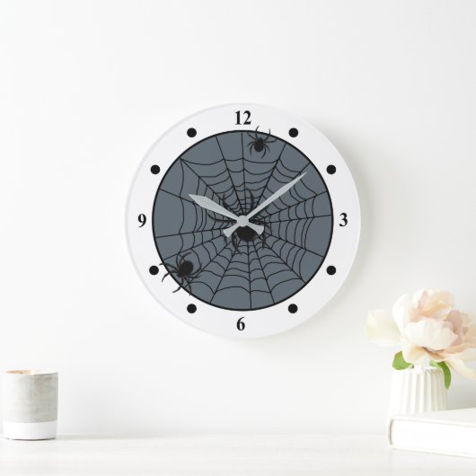 小さいくものカスタム色のよくはしゃぐな蜘蛛の巣 ラージ壁時計 (ホーム)