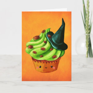 小さいくもの十分のハロウィンのカップケーキ カード