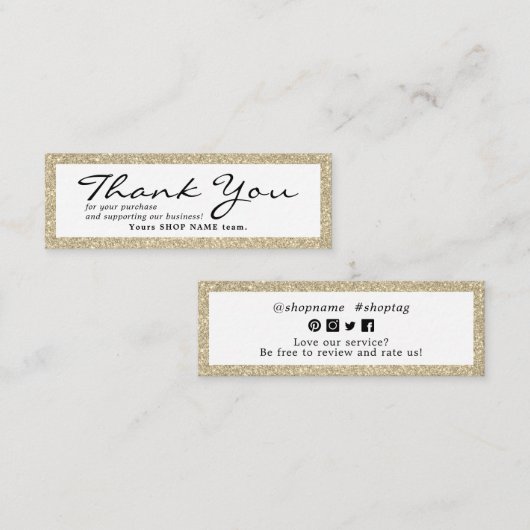 小さいご注文の金ゴールドフレーム  スキニー名刺 (正面/裏面)