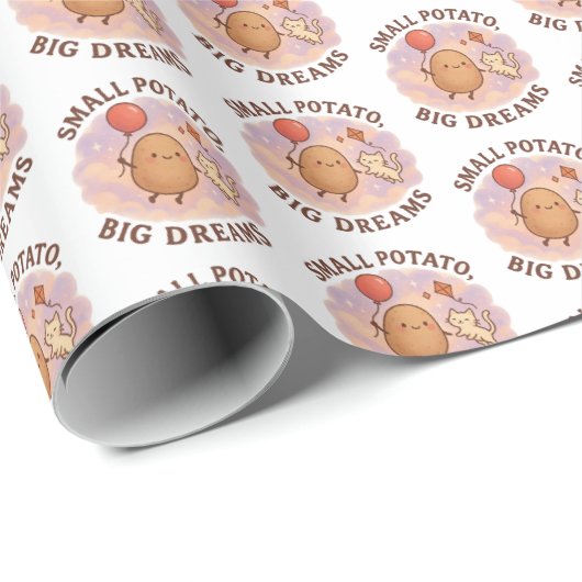 小さいじゃがいも大きな夢 – かわいいやる気を起こさせる ラッピングペーパー (ロールコーナー)