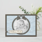 小さいつま先の青い発表カード 案内状 (スタンド正面)