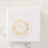 小さいつる植物円形差出人住所ゴールドフォイルスタンプ フェイバータグ (箱)