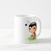 小さいてんとう虫の女の子のマグ コーヒーマグカップ (正面右)
