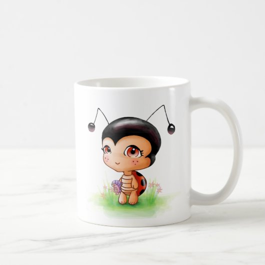 小さいてんとう虫の女の子のマグ コーヒーマグカップ (右)