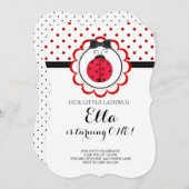 小さいてんとう虫の最初誕生日のパーティの招待状 招待状 (正面/裏面)