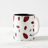 小さいてんとう虫の白のマグ ツートーンマグカップ (正面右)