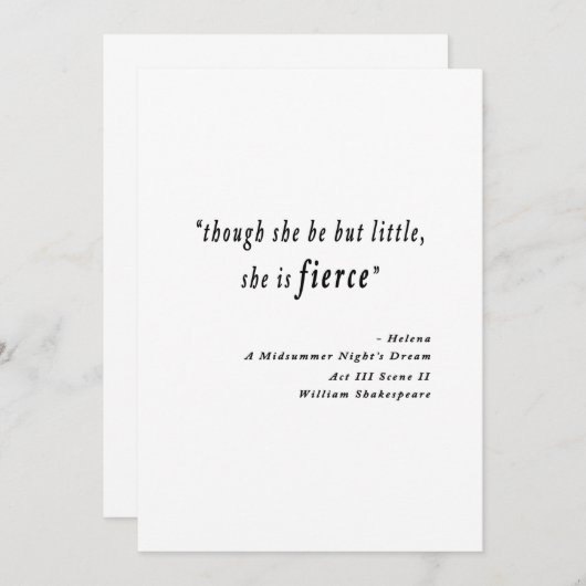 「小さいにもかかわらず、彼女は獰猛です」 引用文 サンキューカード (正面/裏面)