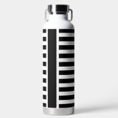 小さいはっきりした赤ストライプモノグラムの白黒 ウォーターボトル (正面)