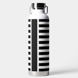 小さいはっきりした赤ストライプモノグラムの白黒 ウォーターボトル