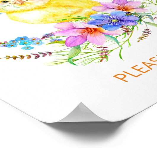 小さいひよこ赤ちゃんシャワー好意サイン ポスター (角)