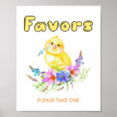 小さいひよこ赤ちゃんシャワー好意サイン ポスター (正面)