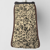 小さいぼやけ正方形かタイルかベージュかカーキ ゴルフヘッドカバー (回転90)