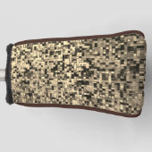 小さいぼやけ正方形かタイルかベージュかカーキ ゴルフヘッドカバー (正面)