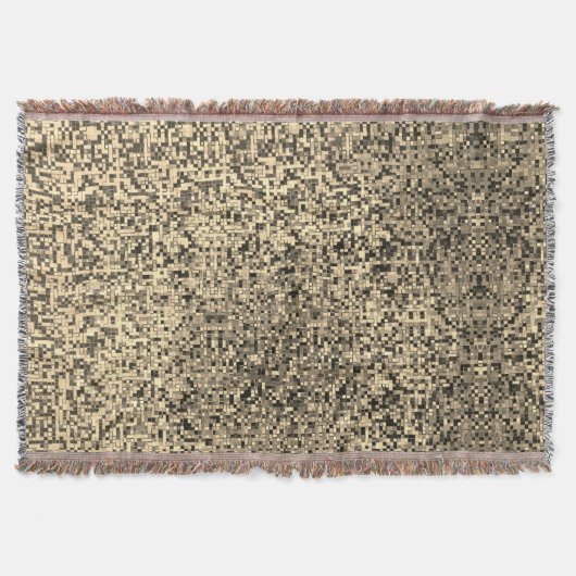 小さいぼやけ正方形かタイルかベージュかカーキ スローブランケット (正面)