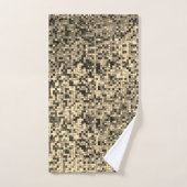 小さいぼやけ正方形かタイルかベージュかカーキ バスタオルセット (ハンドタオル)