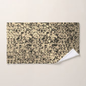 小さいぼやけ正方形かタイルかベージュかカーキ バスタオルセット (ハンドタオル)