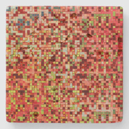 小さいぼやけ正方形やタイルにサンゴとピンク色のサンゴ ストーンコースター