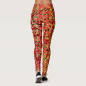 小さいぼやけ正方形やタイルにサンゴとピンク色のサンゴ レギンス (裏面)