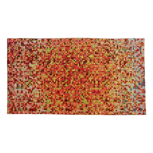 小さいぼやけ正方形やタイルにサンゴとピンク色のサンゴ 枕カバー (裏面-左)