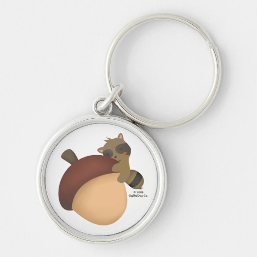 小さいアライグマの白Keychain キーホルダー (正面)