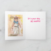 小さいインドの女の子のための誕生日 カード (内部)