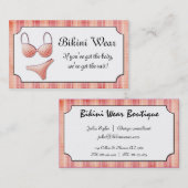 小さいウインナソーセージのピンクのビキニの格子縞の名刺 名刺 (正面/裏面)