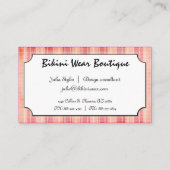 小さいウインナソーセージのピンクのビキニの格子縞の名刺 名刺 (裏面)