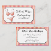 小さいウインナソーセージのピンクのビキニの格子縞の名刺 名刺 (正面/裏面)