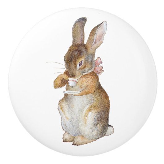 小さいウサギのベビーの子供部屋の子供の子供 セラミックノブ (正面)