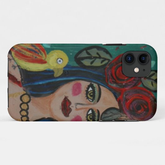 小さいオウムを持つ女性の絵画 Case-Mate iPhoneケース (裏面(横))