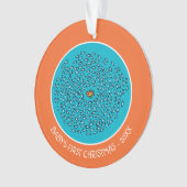 小さいオレンジ魚が付いている青い魚の学校パターン オーナメント (正面)