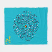 小さいオレンジ魚が付いている青い魚の学校パターン フリースブランケット (正面(横))