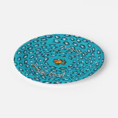 小さいオレンジ魚が付いている青い魚の学校パターン ペーパープレート (アングル)