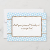 小さいカウボーイのベビーシャワーは青および茶色感謝していしています サンキューカード (裏面)