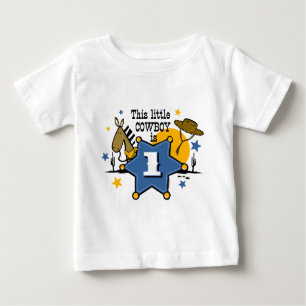小さいカウボーイの第1誕生日のTシャツ ベビーTシャツ