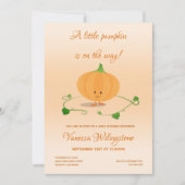 小さいカボチャは方法ベビーシャワーにあります 招待状 (正面)