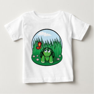 小さいカメのベビーのTシャツ ベビーTシャツ