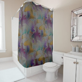 小さいカラフルめちゃくちゃな幾何学的な形状を持つテクスチャ シャワーカーテン