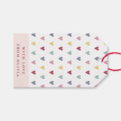 小さいカラフル名前をカスタムするとカラーハート ギフトタグ (正面(横))