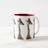 "小さいキリン"の野性生物動物の水彩画 ツートーンマグカップ (正面右)