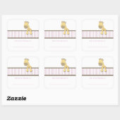 小さいキリン{ピンク} |の蔵書票 スクエアシール (シート)