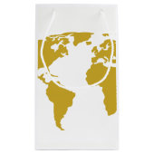 小さいギフトバッグか好意のバッグ-金ゴールドの世界地図 スモールペーパーバッグ (裏面)