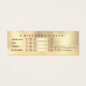 小さいギフト証明書グリッターラッシュ金ゴールドメタルルクス (裏面)