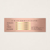 小さいギフト証明書バラ金ゴールドグラムラッシュメイクアップ (裏面)
