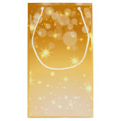 小さいクリスマスに一致する名前を追加金ゴールド抱き枕 スモールペーパーバッグ (裏面)