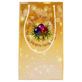 小さいクリスマスに一致する名前を追加金ゴールド抱き枕 スモールペーパーバッグ