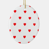 小さいクリスマスの雪の白の赤い水玉模様のハート セラミックオーナメント (右)