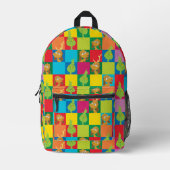 小さいグラインチカラフルャーブロックパターン プリントバックパック (正面)