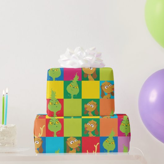 小さいグラインチカラフルャーブロックパターン ラッピングペーパー (パーティーギフト)